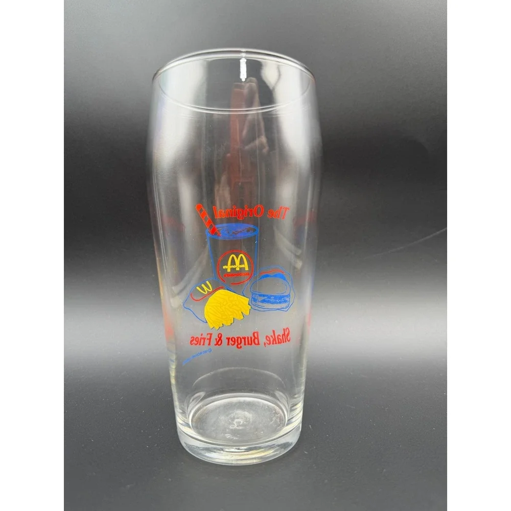 Vintage 1993 McDonalds The Original Shake Burger Fries Glass Collector Tumbler